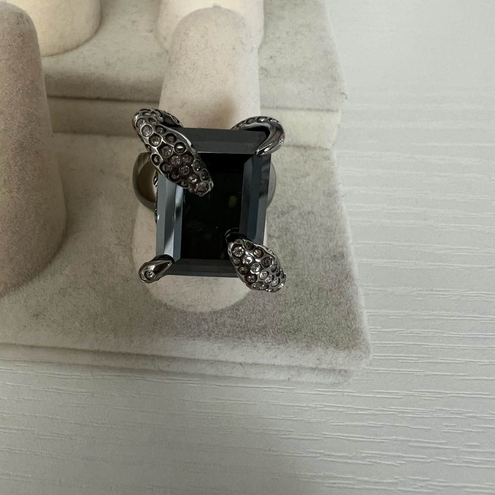 Swarovski Elegant Silver and Black Snake Ring